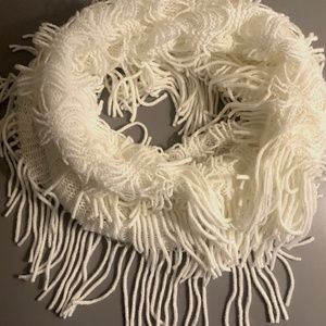 Off/White Knit Scarf | Soft Material Netting | Infinity Scarf Layers | Crossknit